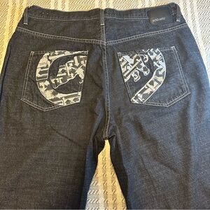 Vintage Y2K ECKO UNLTD dark Blue Jeans Men Denim Baggy Wide Leg Rap Hip-Hop W38